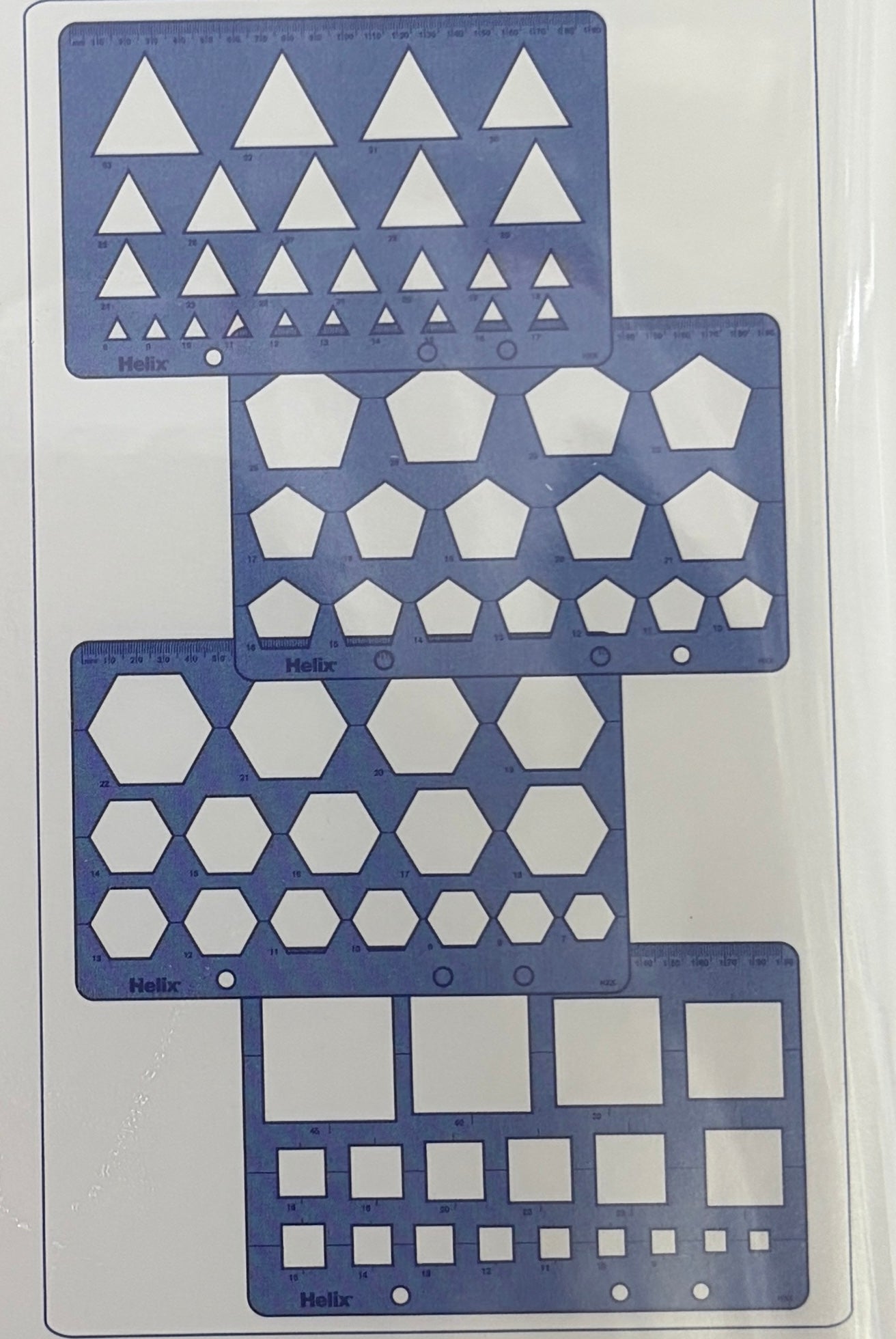 多形狀圖案繪圖模板套裝 Multi-shape Drawing Template Set [正方形 Square + 三角形 Triangle + 五邊形 Pentagon + 六角形 Hexagon]
