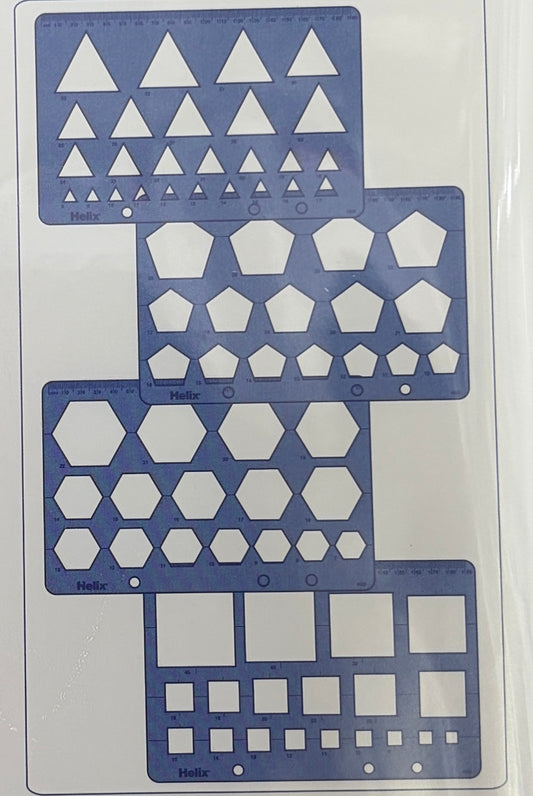 多形狀圖案繪圖模板套裝 Multi-shape Drawing Template Set [正方形 Square + 三角形 Triangle + 五邊形 Pentagon + 六角形 Hexagon]
