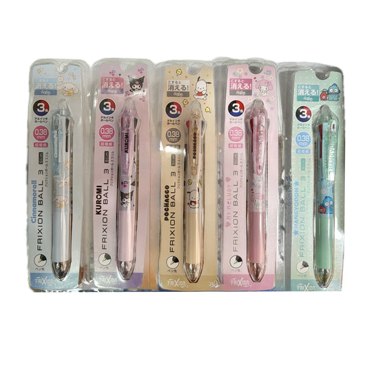PILOT FRIXION Sanrio 0.38mm 擦得甩三色原子筆 Erasable ballpen (玉桂狗 Cinnamoroll/ Kuromi/ PC狗 Pochacco/  美樂蒂 Melody/ 水怪 Hangyodon)