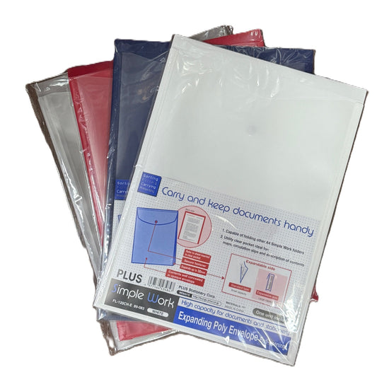 PLUS A4鈕扣文件袋 [直開] A4 Expanding Poly Envelope [End-opening] [FL-120CH]