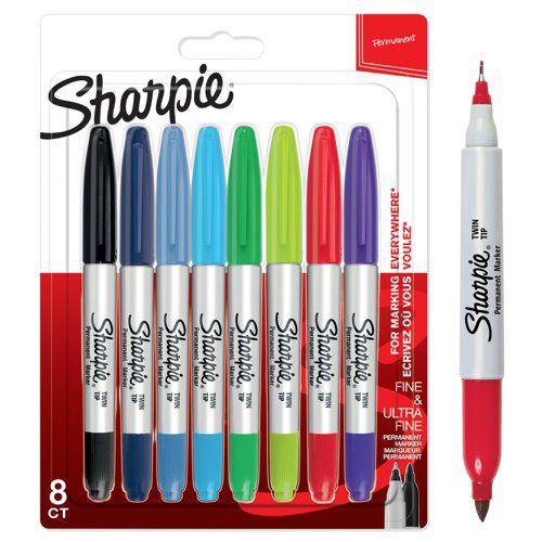 Sharpie 雙頭套裝 Twin tip Permanent marker set [Ultra fine & Fine | 8色 colours] [2065409]