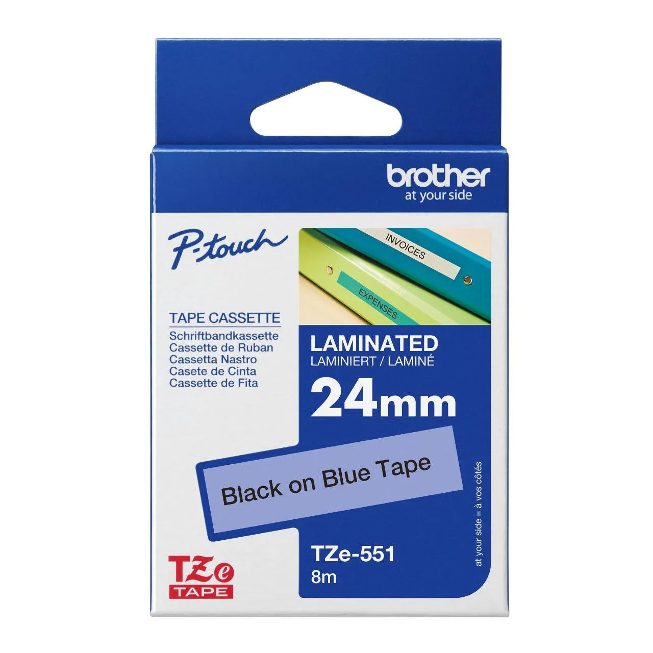 Brother [TZe-151/ TZe-251/ TZe-651/ TZe-252/ TZe-253/ TZe-451/ TZe-551/ TZe-751/ TZe-354/ TZe-355/ TZe-555|*TZe-B51 / TZe-C51] 24mm 過膠保護層標籤帶 Tape Cassette