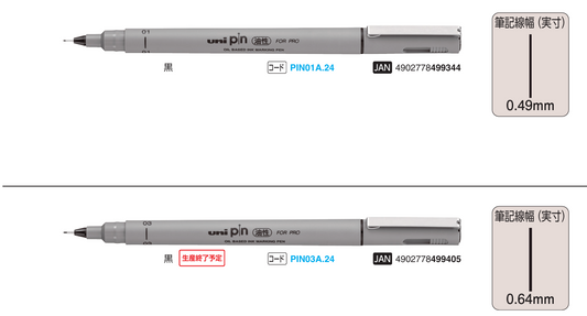 UNI - Pin 油性繪圖針筆 Oil Based Pigment Ink Fine Line Pen - [01-03]