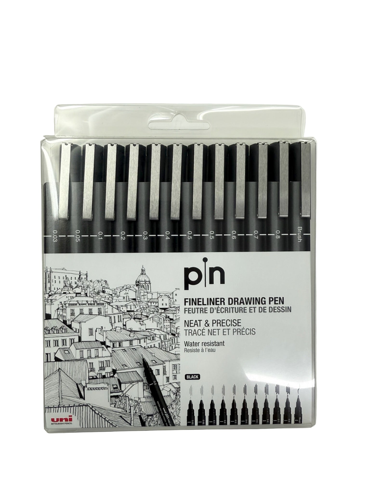 UNI - Pin 耐水性繪圖針筆套裝 Pigment Ink Fine Line Pen Set (6 / 12 支 pcs 裝 set) (✅with brush)