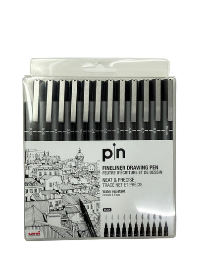 UNI - Pin 耐水性繪圖針筆套裝 Pigment Ink Fine Line Pen Set (6 / 12 支 pcs 裝 set) (✅with brush)
