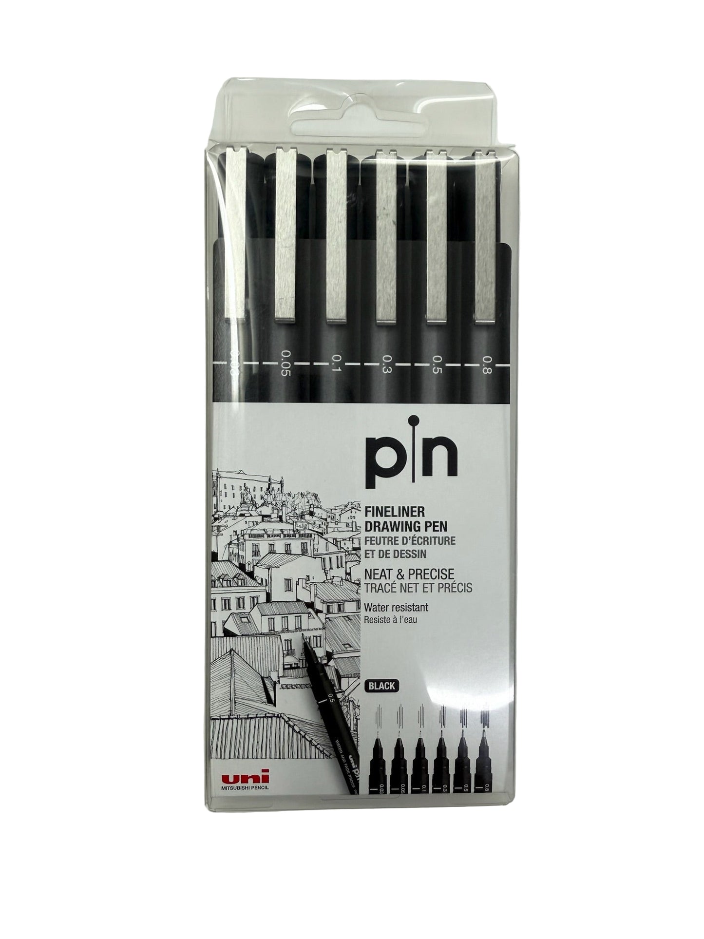 UNI - Pin 耐水性繪圖針筆套裝 Pigment Ink Fine Line Pen Set (3 / 6 支 pcs 裝 set)