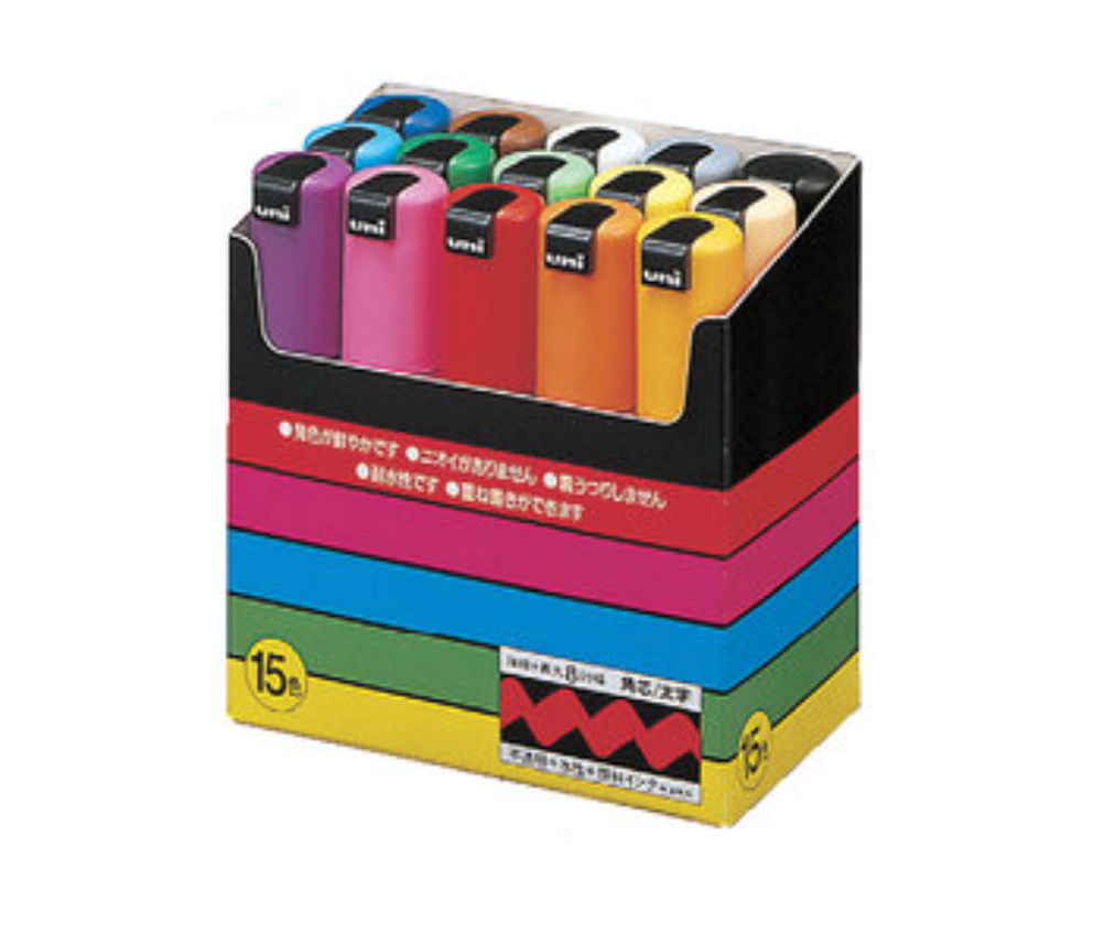 UNI POSCA [PC-8K 15C] 水性筆 Water-based Paint Markers (15 色 colours)