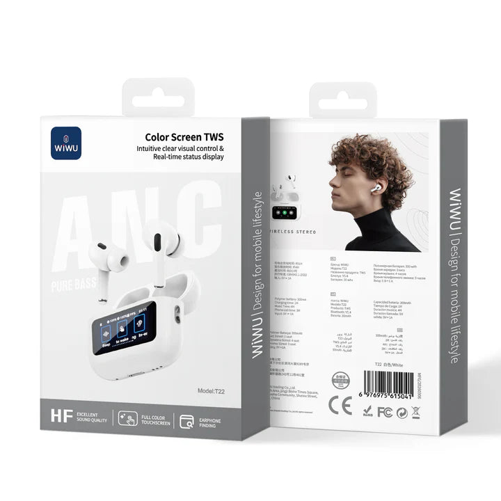 WIWU T22 觸碰顯示屏降噪真無線藍牙耳機 Wireless Earbuds with Display
