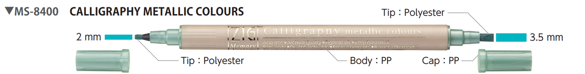 吳竹 ZIG Memory system Calligraphy Metallic Colour [6 colour set |MS-8400/6V]