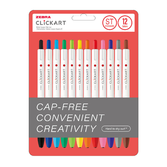 Zebra CLICKART 0.6mm 水性筆套裝 Water-based Marker [Standard 12 Colours Set]