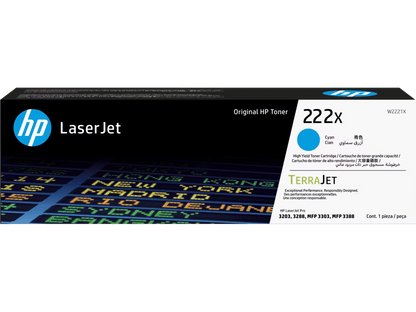 HP [222x] (W2220X/ W2221X/ W2222X/ W2223X) 原廠鐳射碳粉匣 LaserJet Toner Cartridge [黑色 Black/ 青色 Cyan/ 黃色 Yellow/ 品紅色 Magenta]